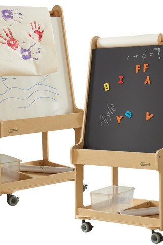 MASTERKIDZ Dvigubaišalis sausasis ištrinamas lenta 3-in-1 Remelis ant ratų