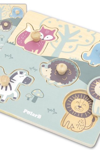 VIGA PolarB medinė puzzle gyvūnai su smeigtukais VIGA PolarB medinė puzzle gyvūnai su smeigtukais