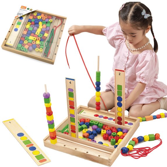 KAROLIUKAI Montessori rūšiavimo ir varstymo žaidimas (104 vnt.)