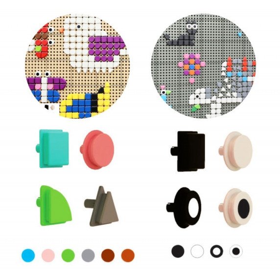 MASTERKIDZ Geometrinių figūrų kištukai STEAM lentoms (256 vnt.)
