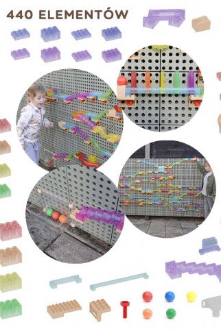 MASTERKIDZ kamuolių takelio konstrukcijos rinkinys STEM lenta, 440 dalijų MASTERKIDZ kamuolių takelio konstrukcijos rinkinys STEM lenta, 440 dalijų