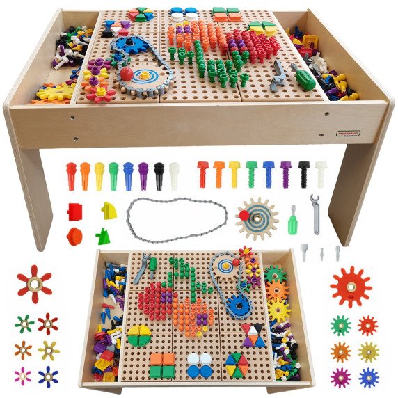 MASTERKIDZ Medinis Edukacinis Stalas + STEM SIENOS PRIEDAI