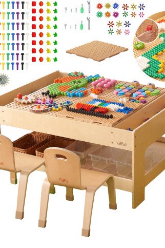 MASTERKIDZ Medinis edukacinis stalas + STEM SIENOS AKSESUARAI + 135 Blokai MASTERKIDZ Medinis edukacinis stalas + STEM SIENOS AKSESUARAI + 135 Blokai