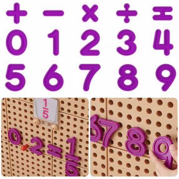MASTERKIDZ Skaičių ir simbolių rinkinys mokytis skaičiuoti ir matematikos STEM sienos panelėms 82 vnt.