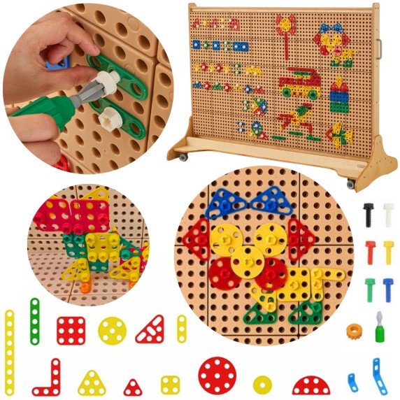 MASTERKIDZ Geometrinių figūrų konstruktorius STEAM sienų panelėms (260 vnt.)