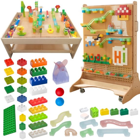 MASTERKIDZ STEAM kamuoliukų trasos ir konstruktorių rinkinys (359 vnt.)