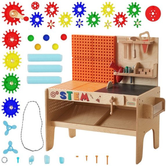 MASTERKIDZ Medinis dirbtuvių rinkinys XXL Montessori STEM su įrankiais + priedais