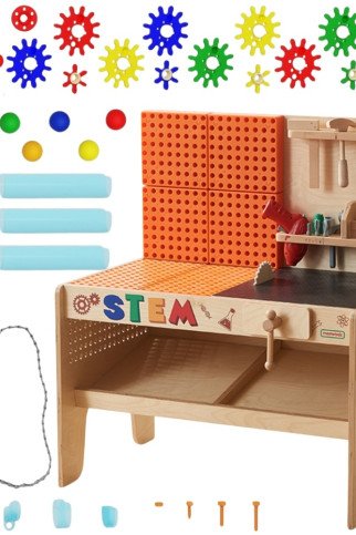 MASTERKIDZ Medinis dirbtuvių rinkinys XXL Montessori STEM su įrankiais + priedais MASTERKIDZ Medinis dirbtuvių rinkinys XXL Montessori STEM su įrankiais + priedais
