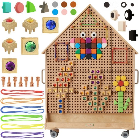 MASTERKIDZ Medinis STEM lenta, laisvai stovinti XXL formos namo su priedais