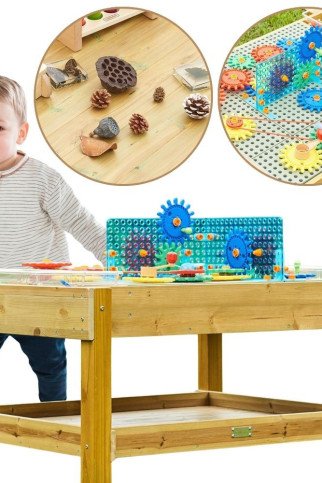 MASTERKIDZ Medinių mokomųjų stalas 1200L STEM lauke + priedai MASTERKIDZ Medinių mokomųjų stalas 1200L STEM lauke + priedai