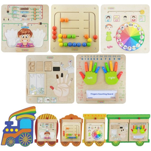 MASTERKIDZ Edukacinių lentų rinkinys - Traukinys (5 vnt.)