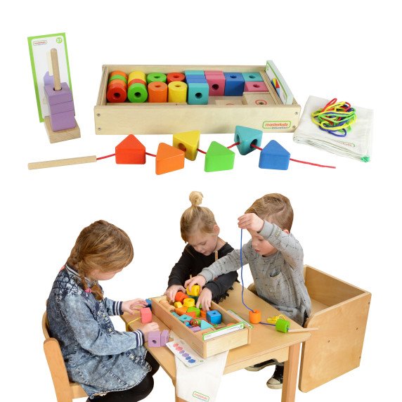 Didelis medinis Montesori siūlų įtraukiklis MASTERKIDZ
