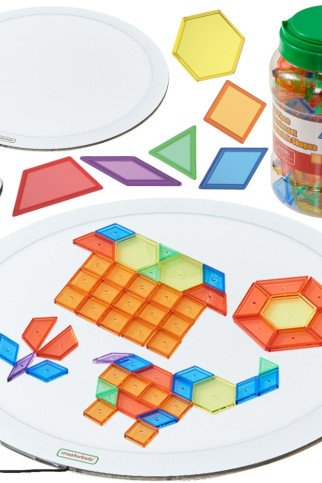 MASTERKIDZ Apskritas LED šviestuvas Spalvingas + Montessori Mozaikos Kubeliai 140 vnt.