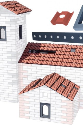 KLASIKINIS WORLD EDU Mega Minkštos EVA putų statybinės dėžės - statomas stogas
