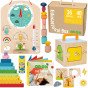 Tooky Toy Edukacinė Montesori dėžutė-žaidimas Rebusas Oro lentelė su abaku 6 viename nuo 3 metų
