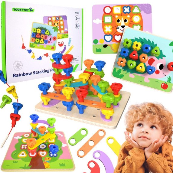 TOOKY TOY Daugiafunkcinė Lentos Rinkinys Su Spalvotais Varžtais Mokomosios Formos