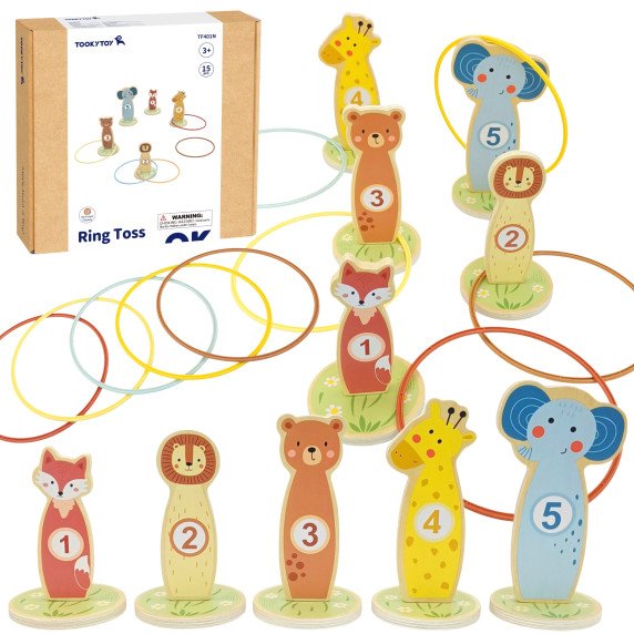 TOOKY TOY Mėtymo į Taikinį Medinis Įgūdžių Žaidimas Šachmatos 15 vnt.
