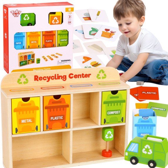 TOOKY TOY Medinis perdirbimo centro mokomasis rūšiaviklis