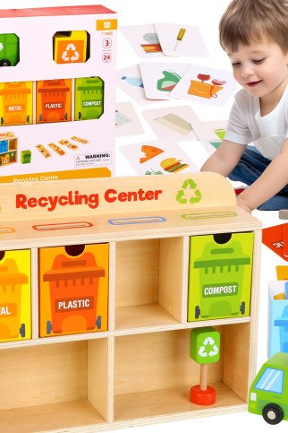 TOOKY TOY Medinis perdirbimo centro mokomasis rūšiaviklis TOOKY TOY Medinis perdirbimo centro mokomasis rūšiaviklis