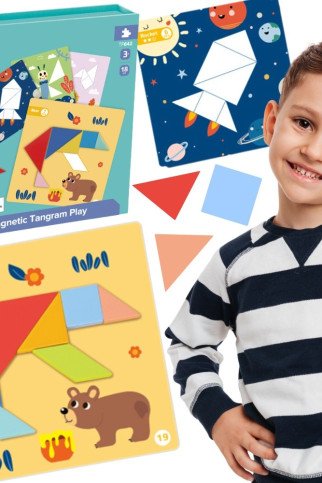 TOOKY TOY Tangram galvosūkis vaikams, mokantis figūrų formų formų 18 vnt. TOOKY TOY Tangram galvosūkis vaikams, mokantis figūrų formų formų 18 vnt.