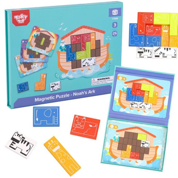 TOOKY TOY Magnetinis Montesori galvosūkis Loginis galvosūkis Tetris Nojaus Arkas 26 vnt.