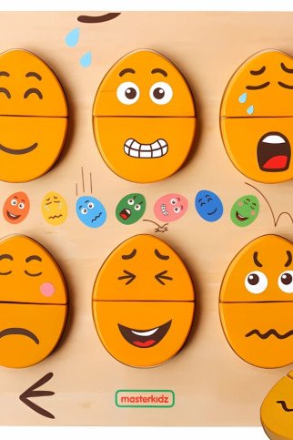 MASTERKIDZ Mediniai kiaušiniai emocijų mokymo lentelėje - Koks Humoras? Montessori MASTERKIDZ Mediniai kiaušiniai emocijų mokymo lentelėje - Koks Humoras? Montessori