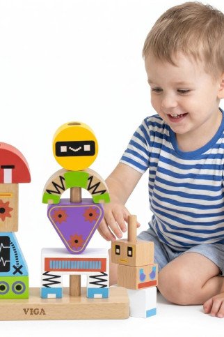 VIGA Robotai Piramidės Galvosūkis + Raštai, 8 vnt. VIGA Robotai Piramidės Galvosūkis + Raštai, 8 vnt.