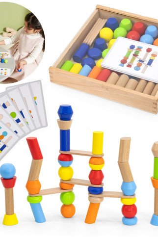 VIGA Mediniai geometriniai blokai 52 vnt. VIGA Mediniai geometriniai blokai 52 vnt.