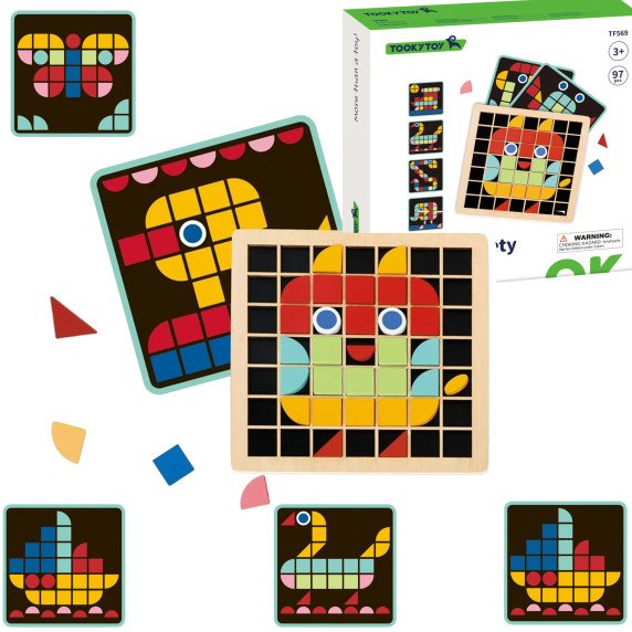 TOOKY TOY Medinis mozaikinis Montessori galvosūkis