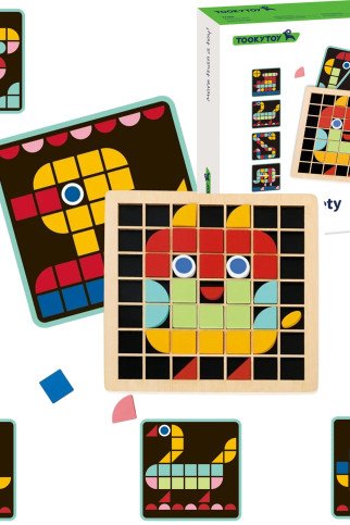 TOOKY TOY Medinis mozaikinis Montessori galvosūkis TOOKY TOY Medinis mozaikinis Montessori galvosūkis