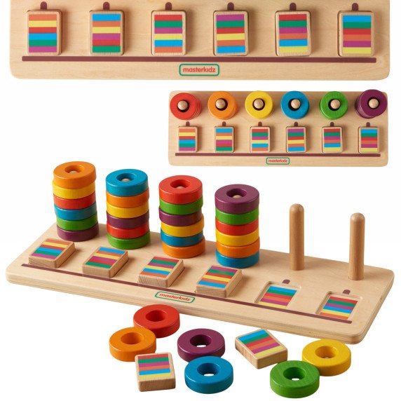 MASTERKIDZ Montessori skaičiavimo ir spalvų mokymosi galvosūkis su rikiuokliu