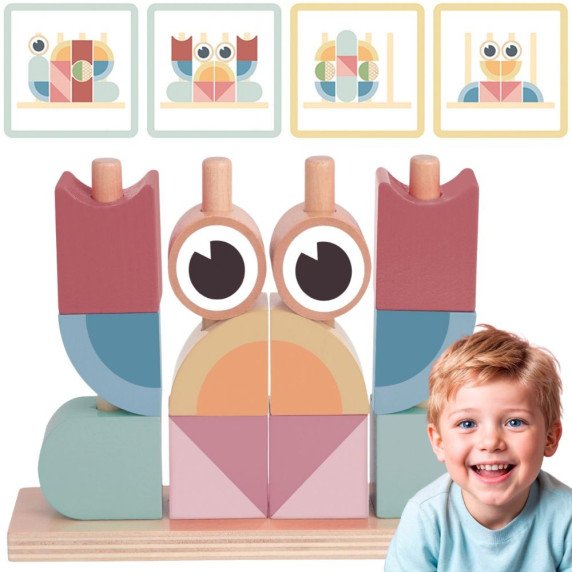 TOOKY TOY Krabas Iš Medžio Galvosūkių Bokštai Blokai Pastelinės Palangės