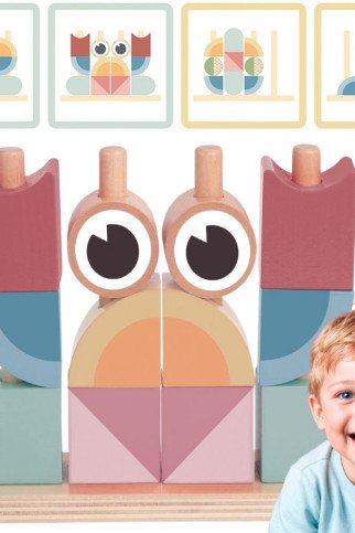 TOOKY TOY Krabas Iš Medžio Galvosūkių Bokštai Blokai Pastelinės Palangės TOOKY TOY Krabas Iš Medžio Galvosūkių Bokštai Blokai Pastelinės Palangės