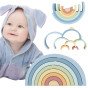 TOOKY TOY Pastel Puzzle mediniai Montessori vaivorykštės blokai