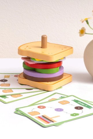 TOOKY TOY Mėgaukitės gamindami sumuštinius iš medinių dėlionės detalių