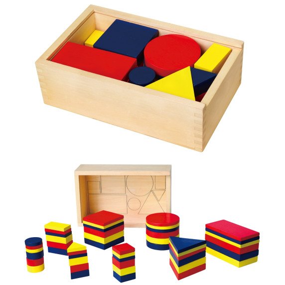 Mediniai Dienes blokai geometriniai figūros Viga Toys Montessori