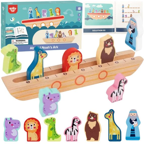 TOOKY TOY Medinis galvosūkis vaikams Nojus ir gyvūnai