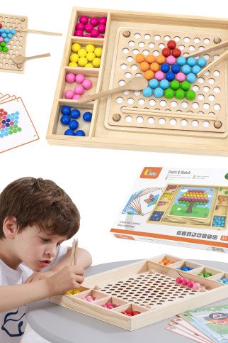 VIGA medinis kamuolių surinkimo ir suderinimo žaidimas Montessori galvosūkis VIGA medinis kamuolių surinkimo ir suderinimo žaidimas Montessori galvosūkis