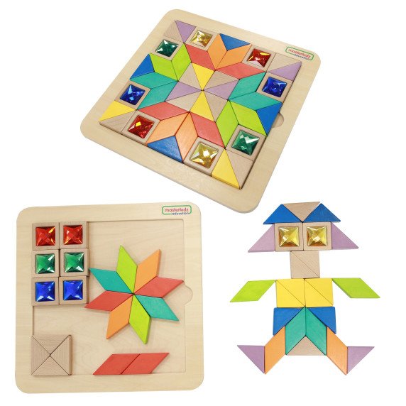MASTERKIDZ Mokymosi rusys Montessori spalvų ir formų mokymosi mozaikos galvosūkis
