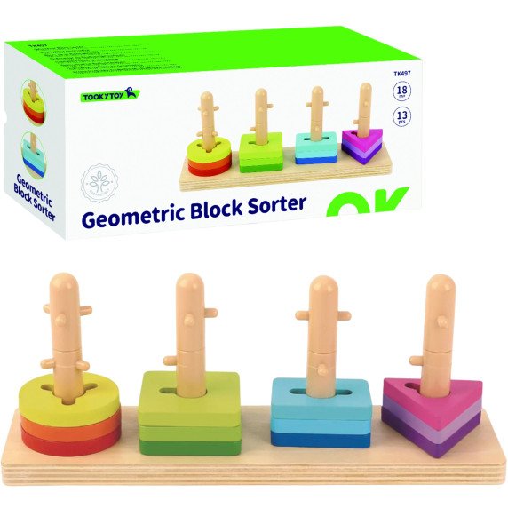 TOOKY TOY Formų rikiavimo žaislas su įvairiais Montessori blokais