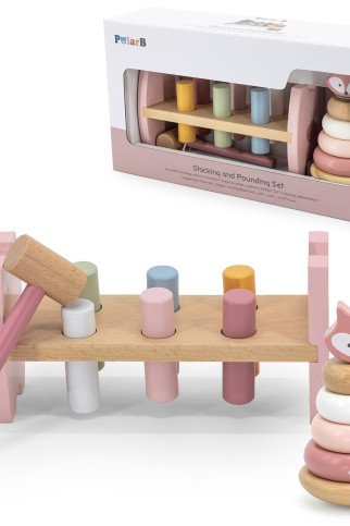 VIGA PolarB medinis piramidės + smūginis su plaktuku rinkinys Montessori lapė VIGA PolarB medinis piramidės + smūginis su plaktuku rinkinys Montessori lapė