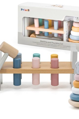 VIGA PolarB rinkinys medinis piramidė + poliarinis liūtas kumštis Montessori VIGA PolarB rinkinys medinis piramidė + poliarinis liūtas kumštis Montessori