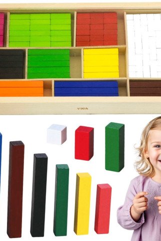 VIGA mediniai mokomieji lazdelės matematiniai Cuisenaire blokai