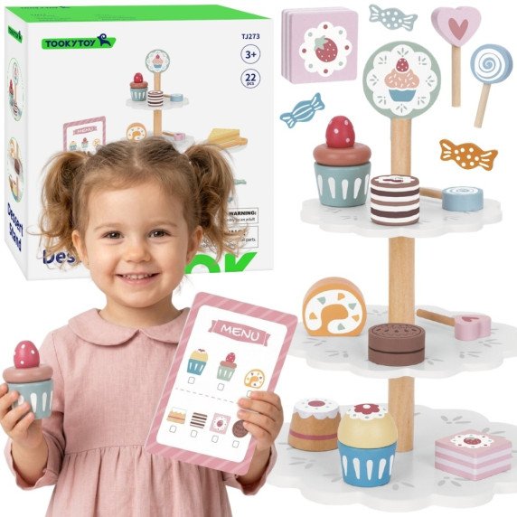 TOOKY TOY Saldainių lėkštė iš medžio stendo kupcakes pyragai