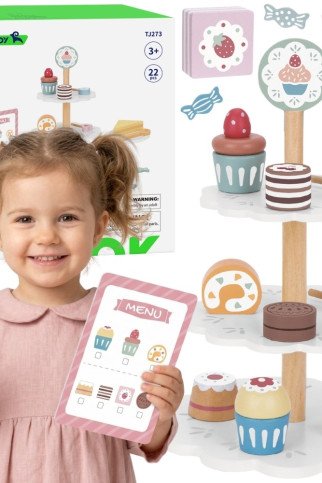 TOOKY TOY Saldainių lėkštė iš medžio stendo kupcakes pyragai TOOKY TOY Saldainių lėkštė iš medžio stendo kupcakes pyragai