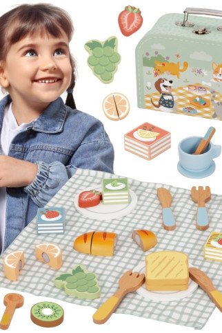 TOOKY TOY Pikniko rinkinys maisto pjaustytuvu su velkru Pusryčių rinkinys TOOKY TOY Pikniko rinkinys maisto pjaustytuvu su velkru Pusryčių rinkinys