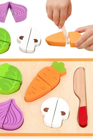 VIGA medinis Montessori edukacinis dėlionės daržovės pjauti VIGA medinis Montessori edukacinis dėlionės daržovės pjauti