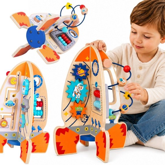 Tooky Toy Didelis Medinis Išsilavinimo Žaislas Daugiafunkcinė Raketos