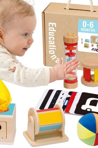 TOOKY TOY dėžutė XXL Montessori švietimo 6in1 pojūčių dėžutė 0-6 mėnesiai TOOKY TOY dėžutė XXL Montessori švietimo 6in1 pojūčių dėžutė 0-6 mėnesiai