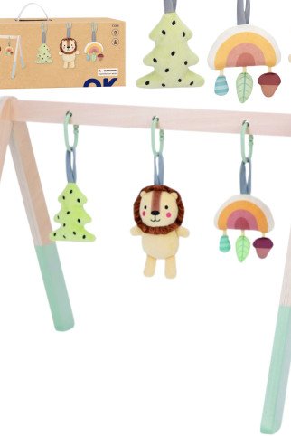 TOOKY TOY Kūdikio gimnastikos stovas su 3 minkštutėmis pakabučių TOOKY TOY Kūdikio gimnastikos stovas su 3 minkštutėmis pakabučių